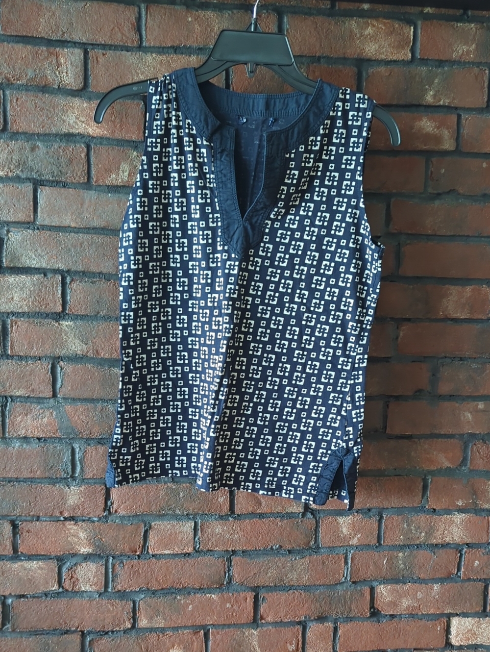 Women’s Navy Printed Sleeveless Top - Classic Navy